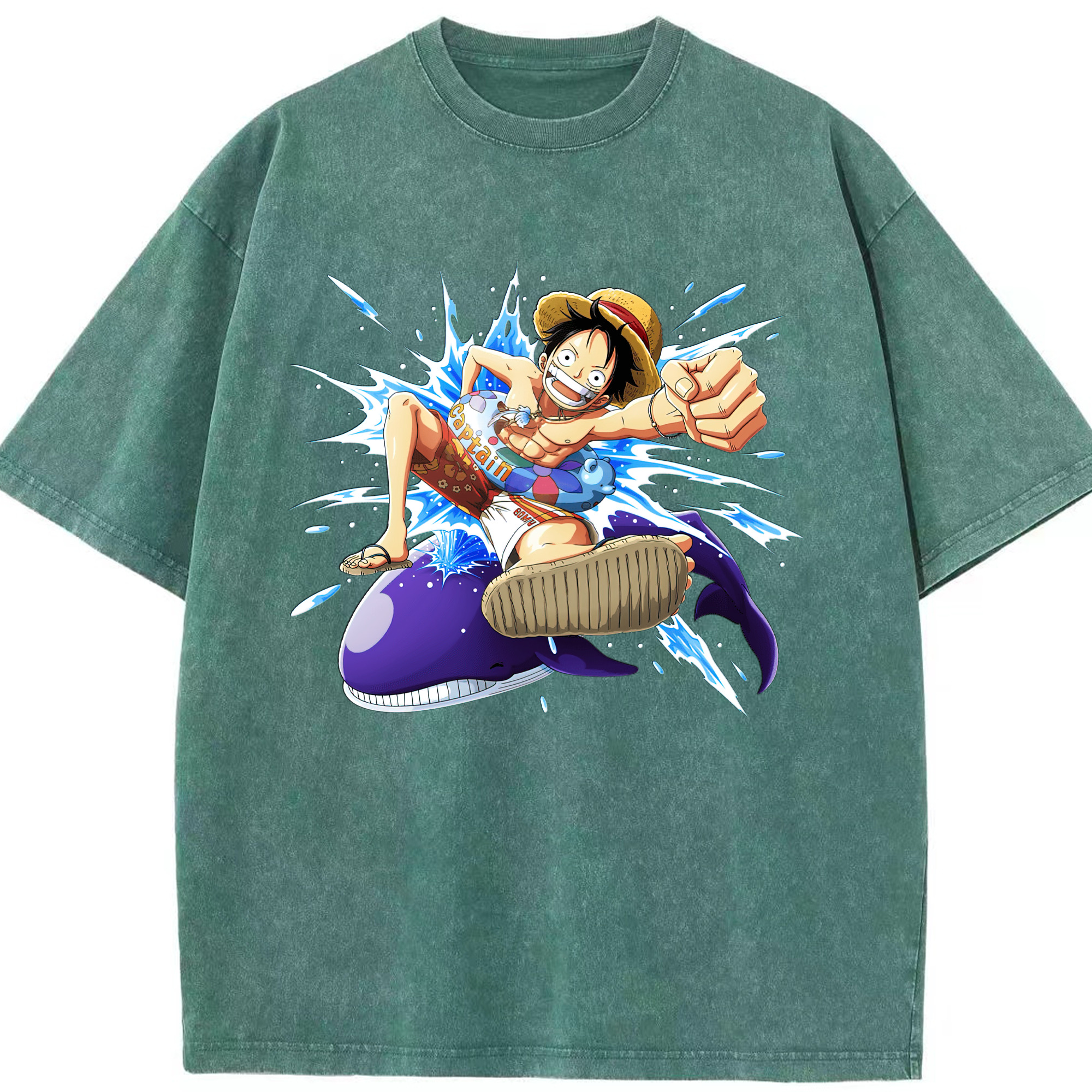 ワンピース モンキー・D・ルフィ ONE PIECE Monkey D. Luffy 綿100% ヴィンテージ風 半袖Tシャツ（フロントプリント）